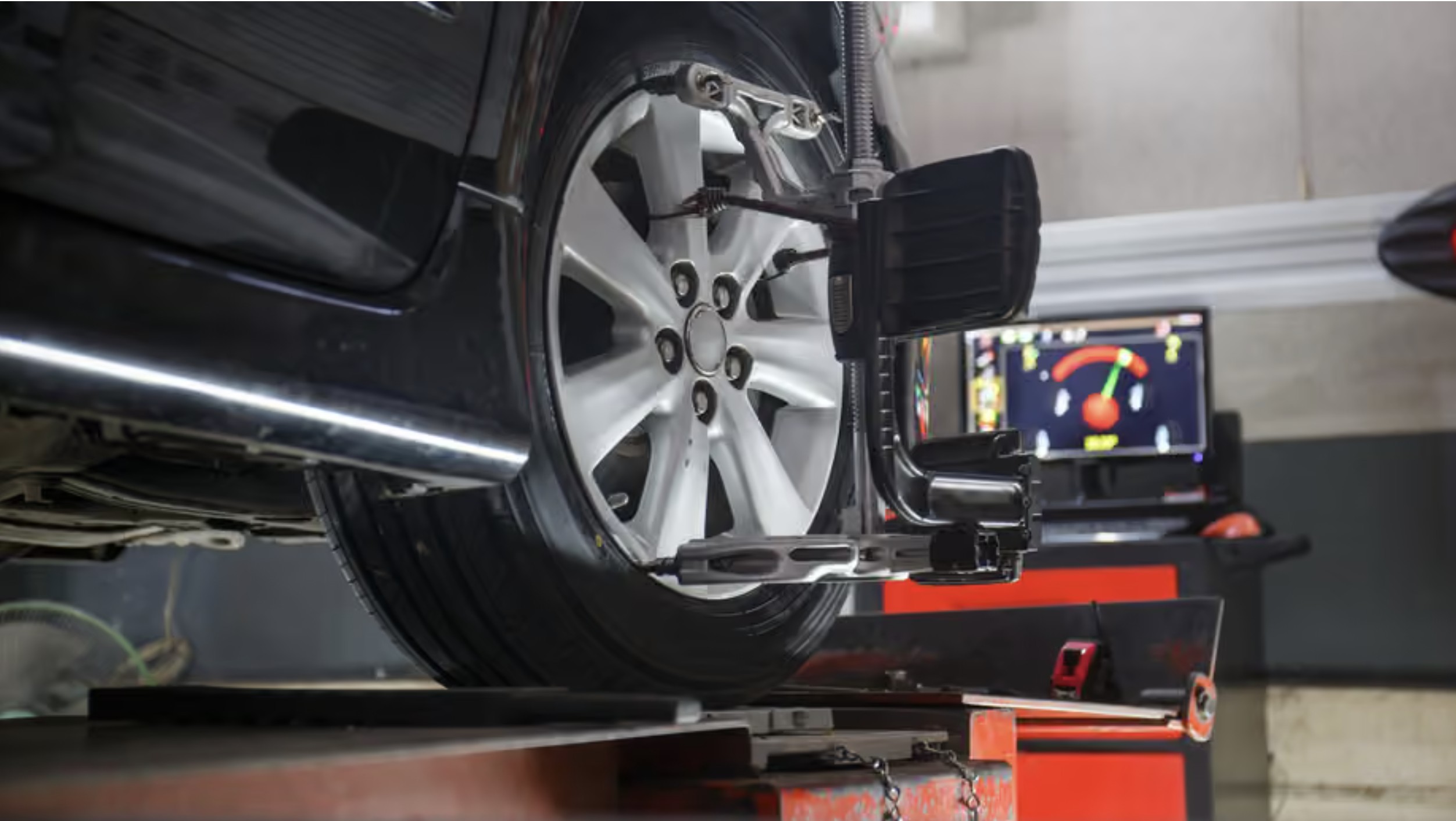 Wheel alignment being performed